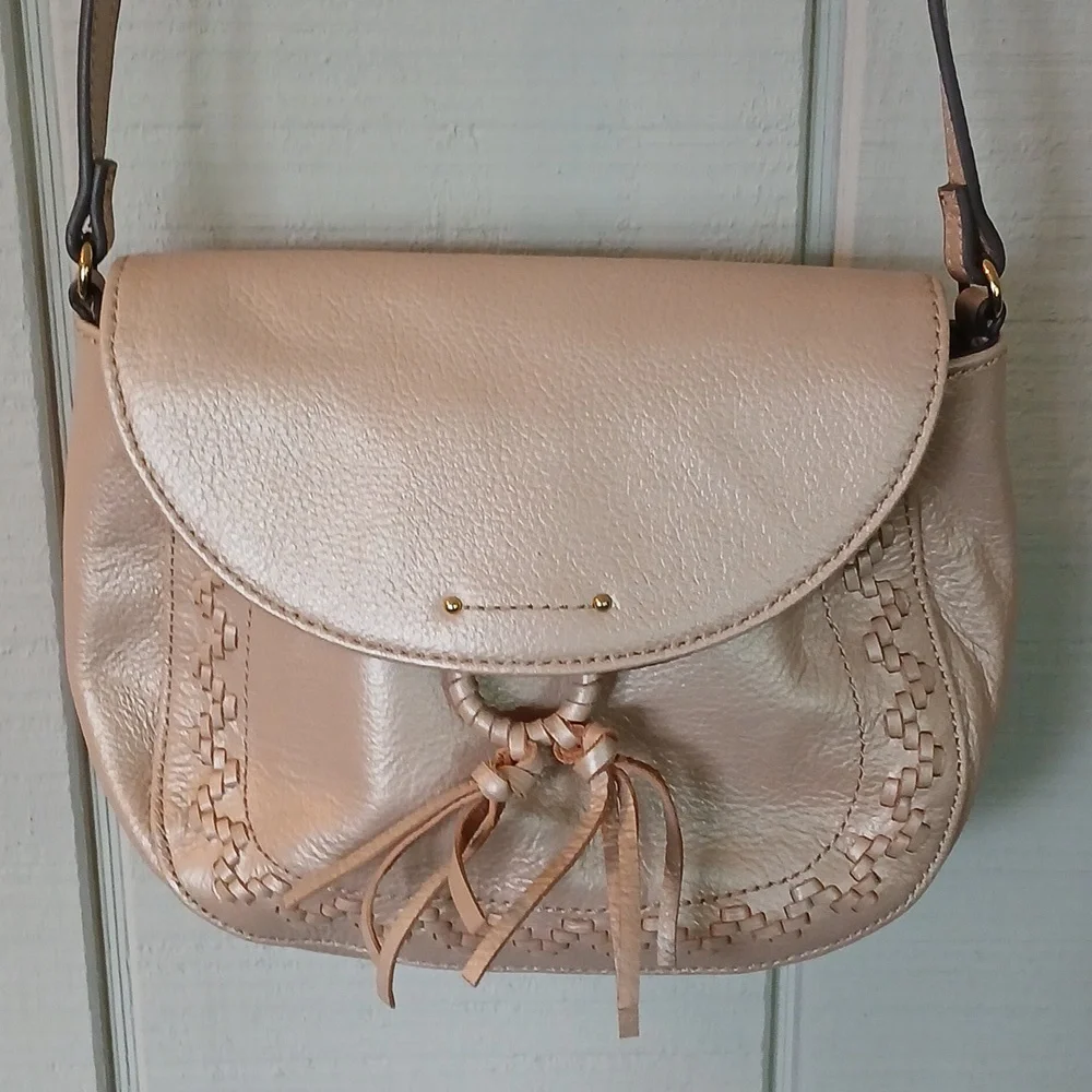 Tignanello Light Frosted Pink Leather Crossbody Bag - Picture 2 of 11